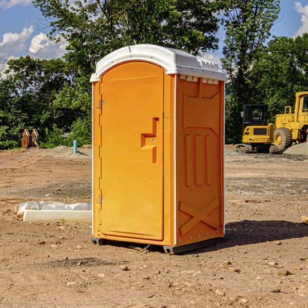 how often are the portable restrooms cleaned and serviced during a rental period in Dyer County